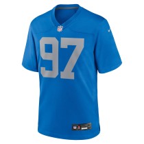 Men's Detroit Lions Aidan Hutchinson Number 97 Nike Blue Alternate Game Jersey