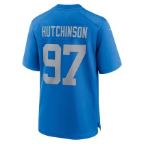 Men's Detroit Lions Aidan Hutchinson Number 97 Nike Blue Alternate Game Jersey