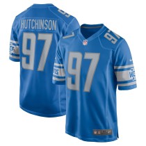 Men's Detroit Lions Aidan Hutchinson Number 97 Nike Blue Player Game Jersey