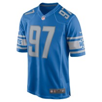 Men's Detroit Lions Aidan Hutchinson Number 97 Nike Blue Player Game Jersey