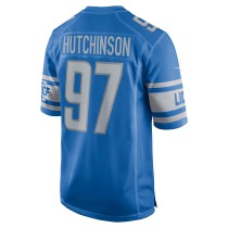 Men's Detroit Lions Aidan Hutchinson Number 97 Nike Blue Player Game Jersey