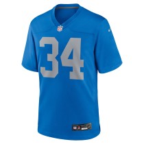 Men's Detroit Lions Alex Anzalone Number 34 Nike Blue Alternate Game Jersey