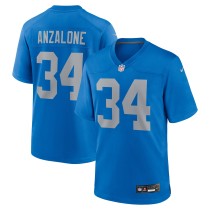 Men's Detroit Lions Alex Anzalone Number 34 Nike Blue Alternate Game Jersey