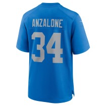 Men's Detroit Lions Alex Anzalone Number 34 Nike Blue Alternate Game Jersey