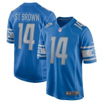 Men's Detroit Lions Amon-Ra St. Brown Number 14 Nike Blue Game Player Jersey