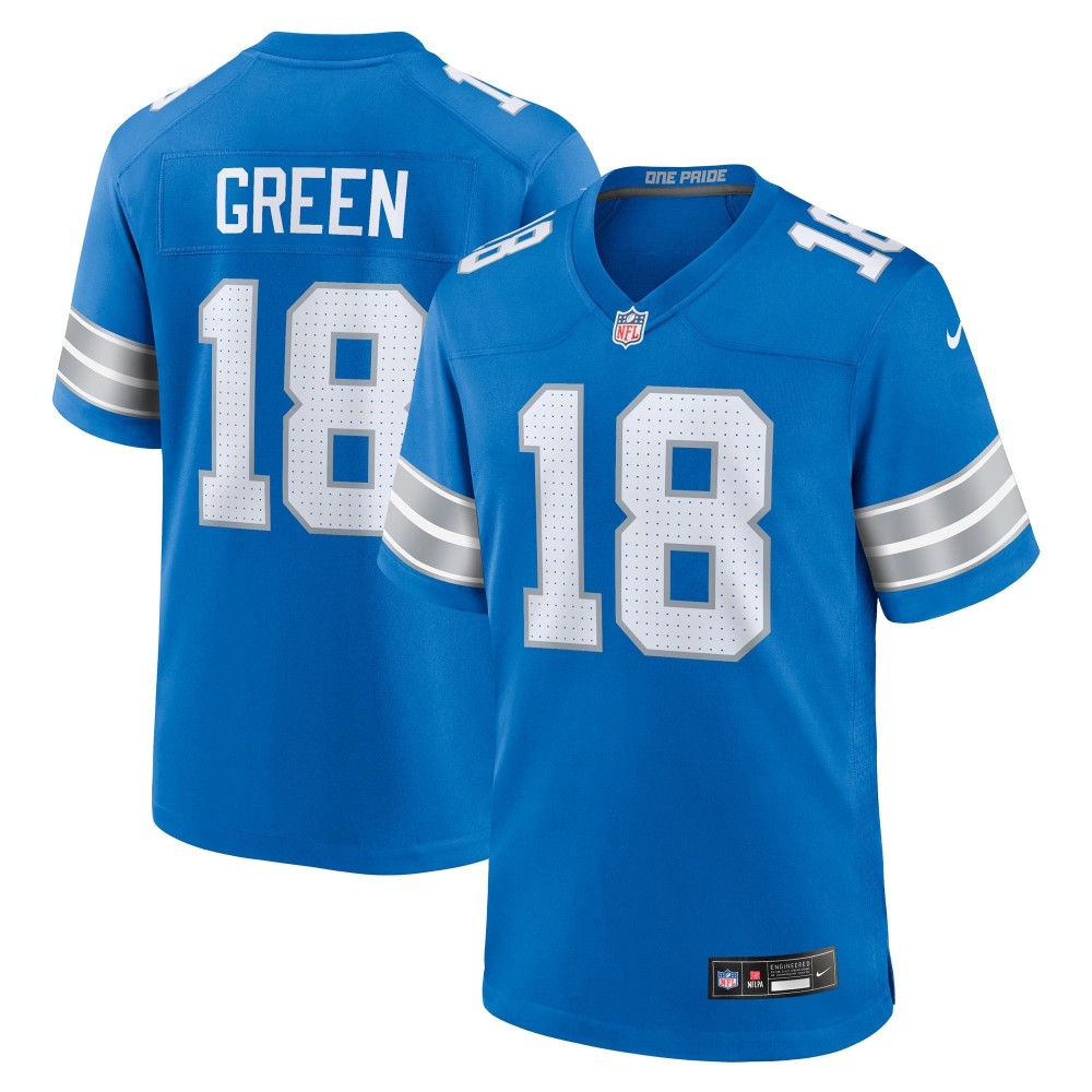 Men's Detroit Lions Antoine Green Number 18 Nike Blue Team Game Jersey