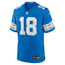 Men's Detroit Lions Antoine Green Number 18 Nike Blue Team Game Jersey