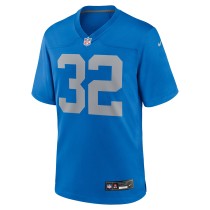 Men's Detroit Lions Brian Branch Number 32 Nike Blue Alternate Game Jersey