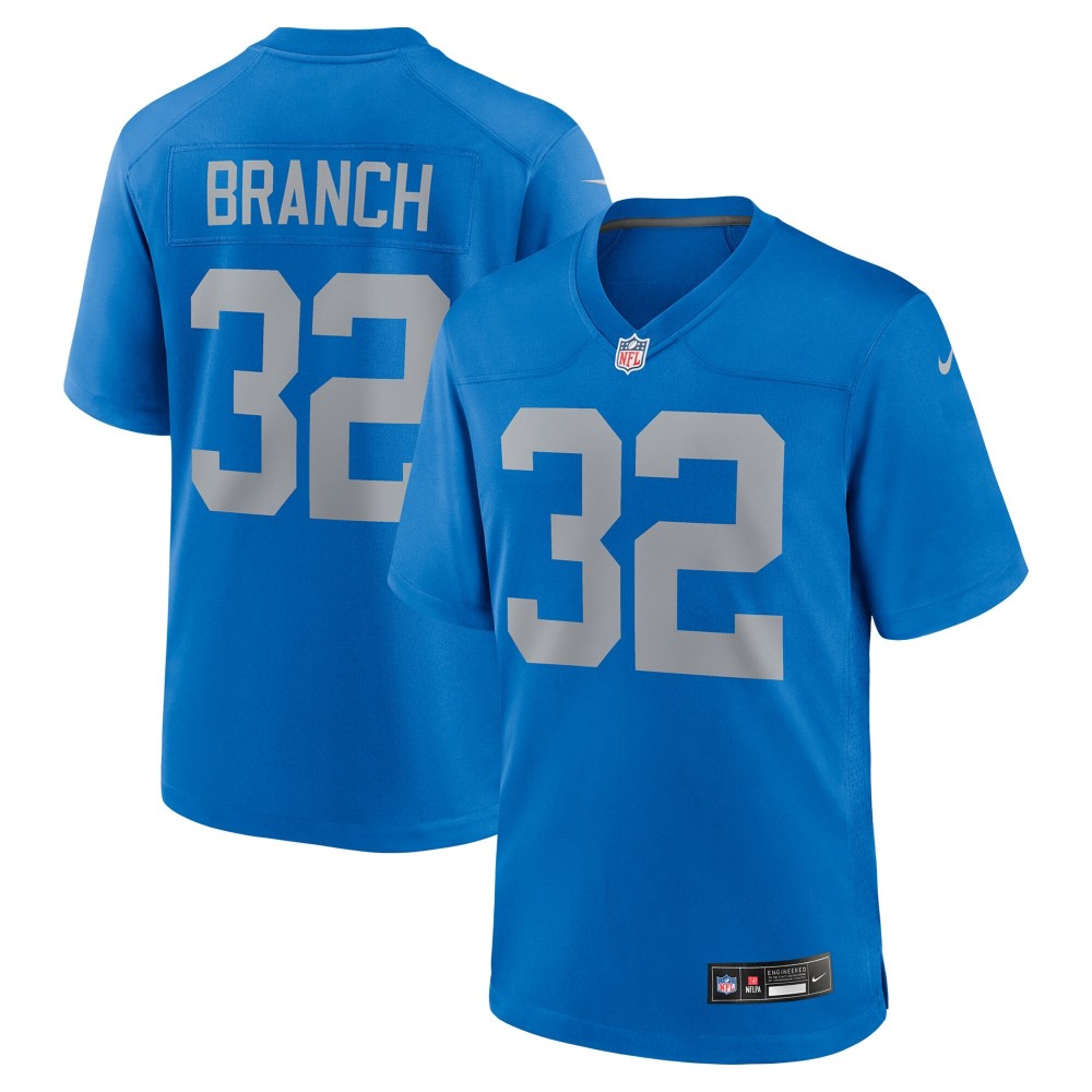 Men's Detroit Lions Brian Branch Number 32 Nike Blue Alternate Game Jersey