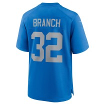 Men's Detroit Lions Brian Branch Number 32 Nike Blue Alternate Game Jersey