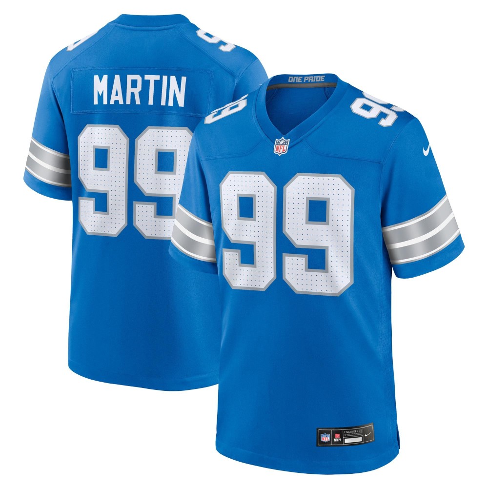 Men's Detroit Lions Brodric Martin Number 99 Nike Blue Team Game Jersey