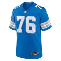 Men's Detroit Lions Connor Galvin Number 76 Nike Blue Team Game Jersey