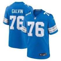 Men's Detroit Lions Connor Galvin Number 76 Nike Blue Team Game Jersey