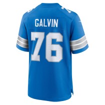 Men's Detroit Lions Connor Galvin Number 76 Nike Blue Team Game Jersey