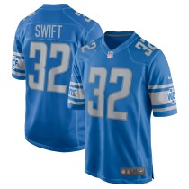 Men's Detroit Lions D'Andre Swift Number 32 Nike Blue Team Game Jersey