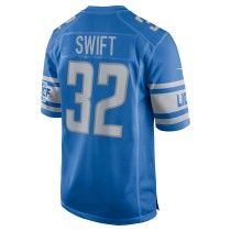 Men's Detroit Lions D'Andre Swift Number 32 Nike Blue Team Game Jersey