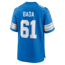 Men's Detroit Lions David Bada Number 61 Nike Blue Team Game Jersey