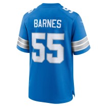 Men's Detroit Lions Derrick Barnes Number 55 Nike Blue Team Game Jersey