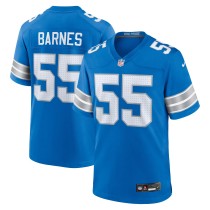 Men's Detroit Lions Derrick Barnes Number 55 Nike Blue Team Game Jersey