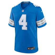 Men's Detroit Lions Emmanuel Moseley Number 4 Nike Blue Team Game Jersey