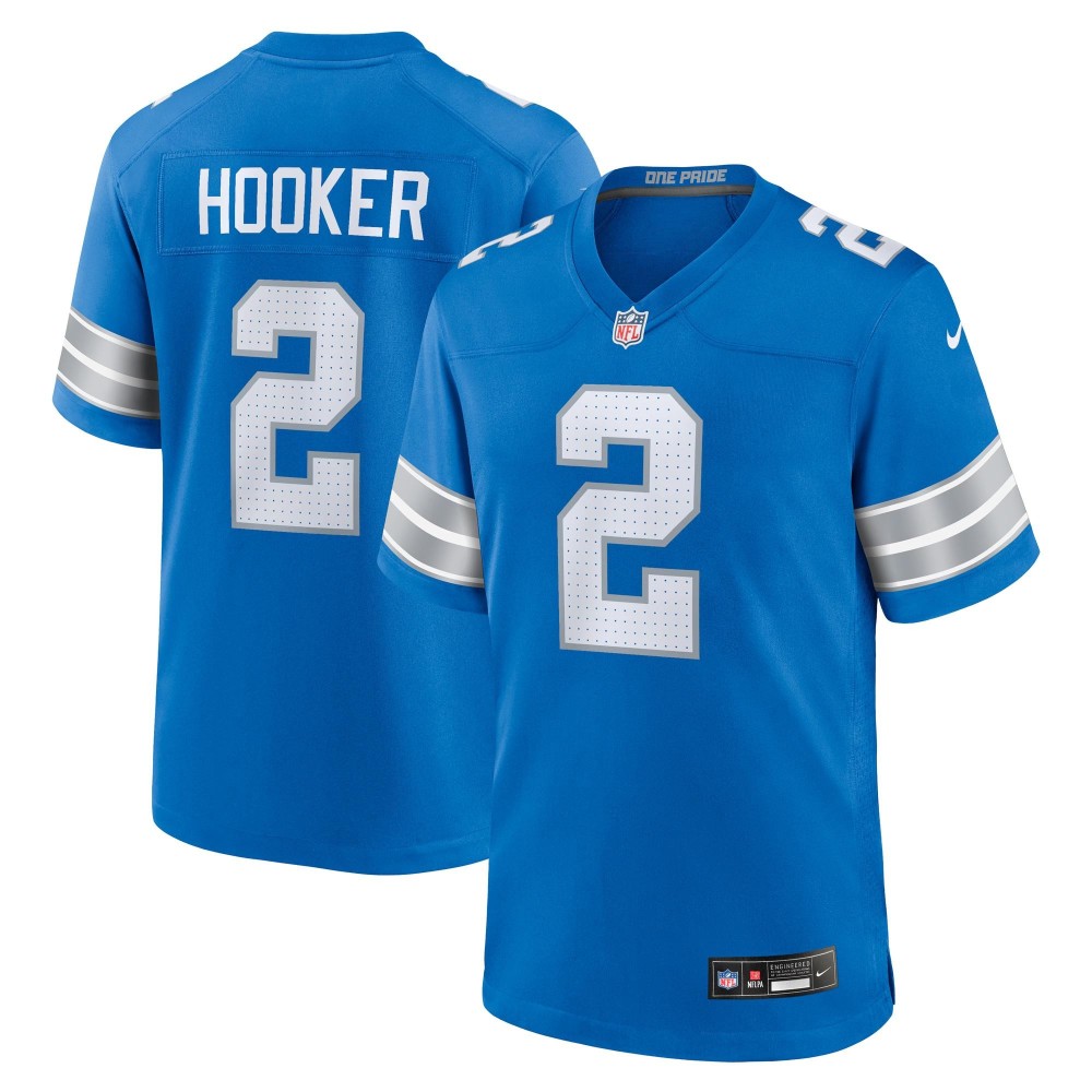 Men's Detroit Lions Hendon Hooker Number 2 Nike Blue Team Game Jersey