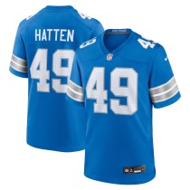 Men's Detroit Lions Hogan Hatten Number 49 Nike Blue Game Jersey