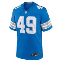 Men's Detroit Lions Hogan Hatten Number 49 Nike Blue Game Jersey