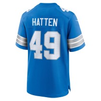 Men's Detroit Lions Hogan Hatten Number 49 Nike Blue Game Jersey