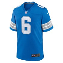 Men's Detroit Lions Ifeatu Melifonwu Number 6 Nike Blue Team Game Jersey