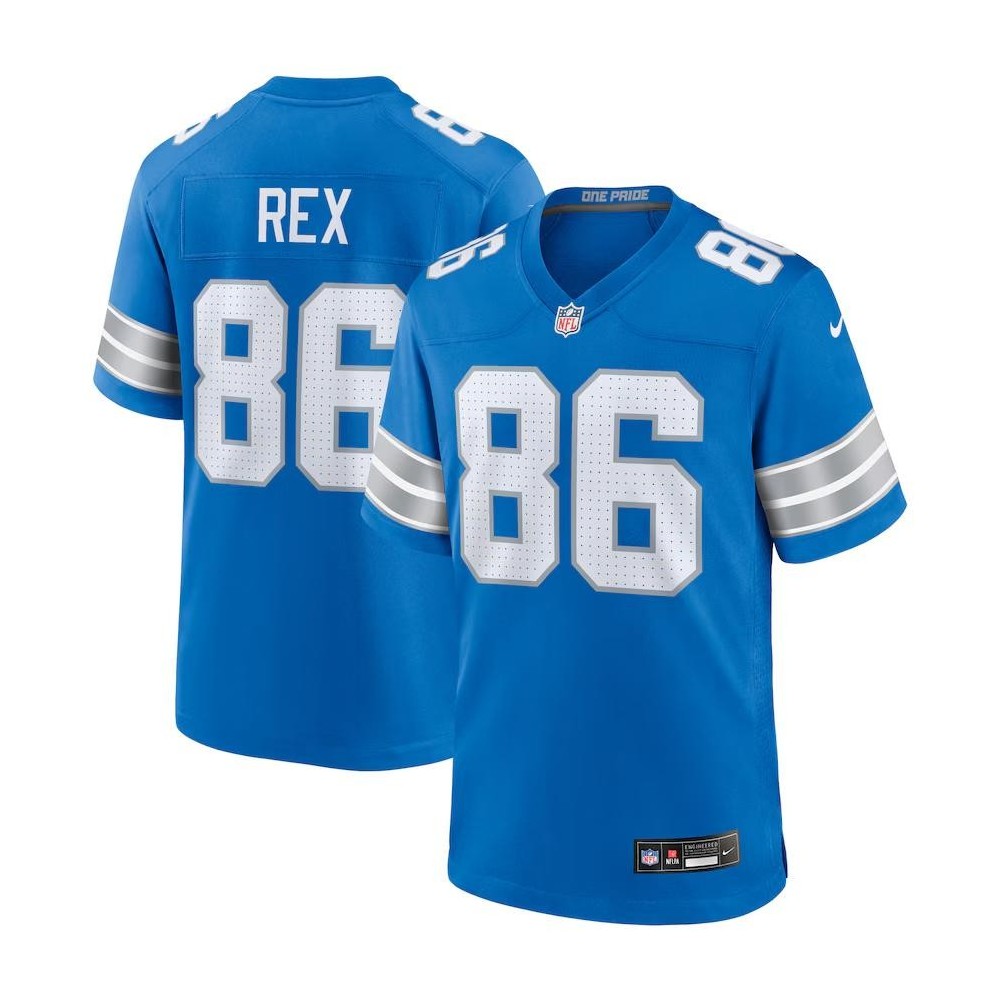 Men's Detroit Lions Isaac Rex Number 86 Nike Blue Game Jersey