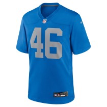 Men's Detroit Lions Jack Campbell Number 46 Nike Blue Alternate Game Jersey