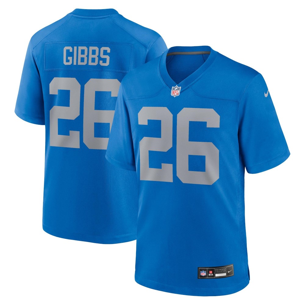 Men's Detroit Lions Jahmyr Gibbs Number 26 Nike Blue Alternate Game Jersey