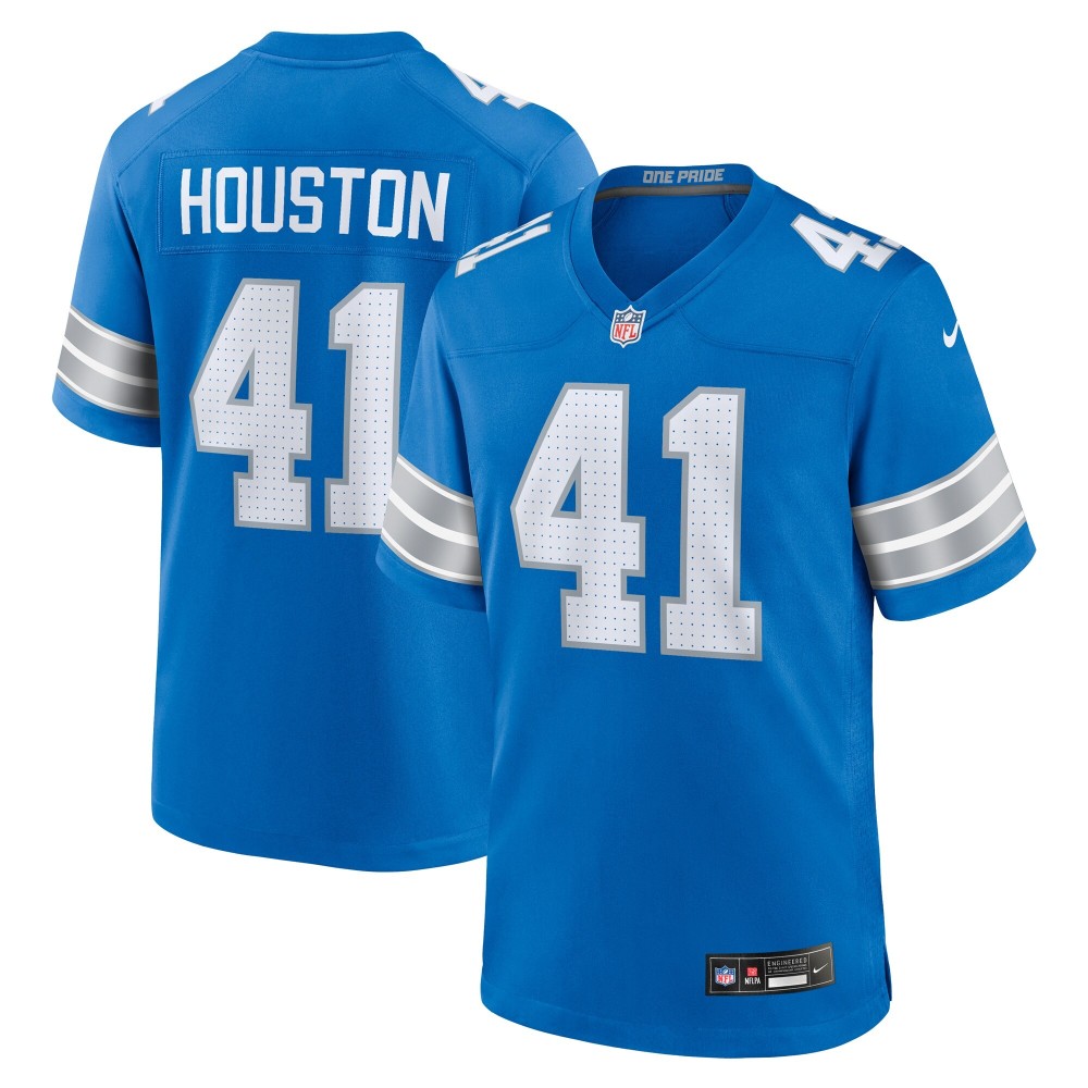 Men's Detroit Lions James Houston Number 41 Nike Blue Team Game Jersey