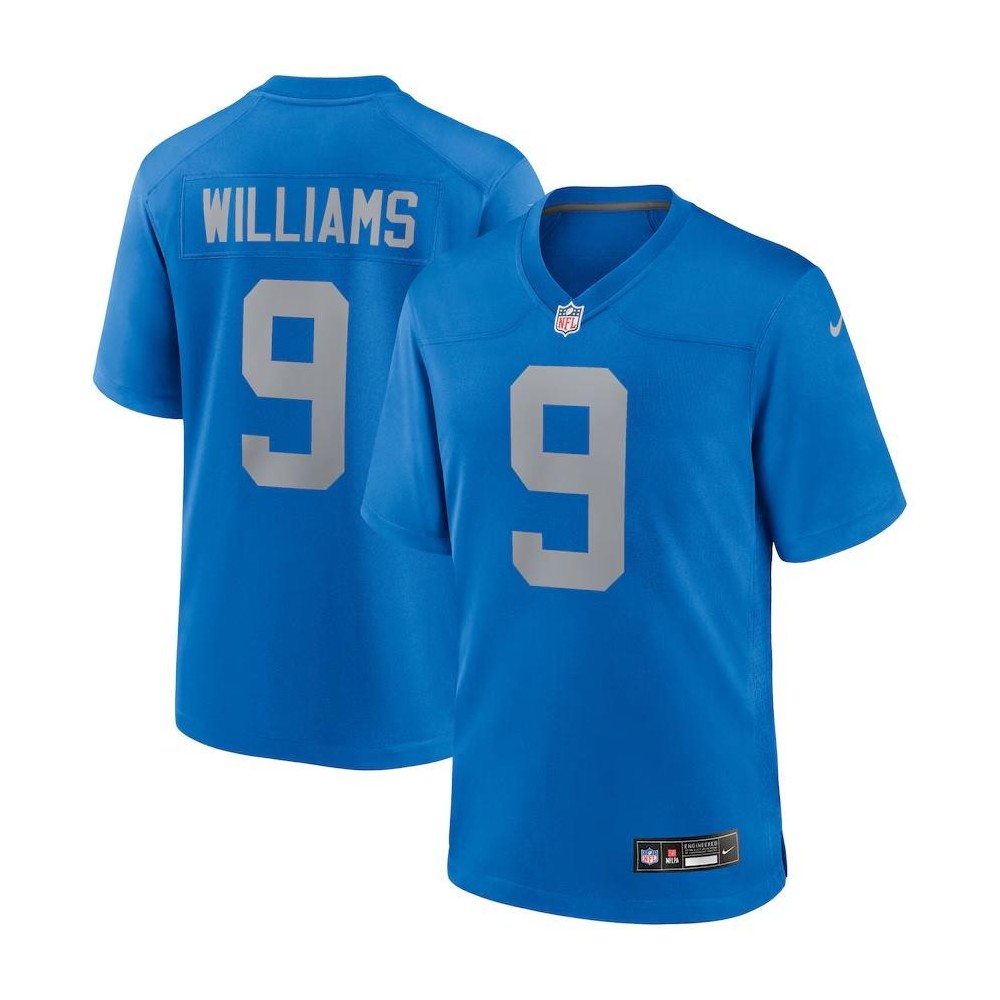 Men's Detroit Lions Jameson Williams Number 9 Nike Blue Alternate Game Jersey