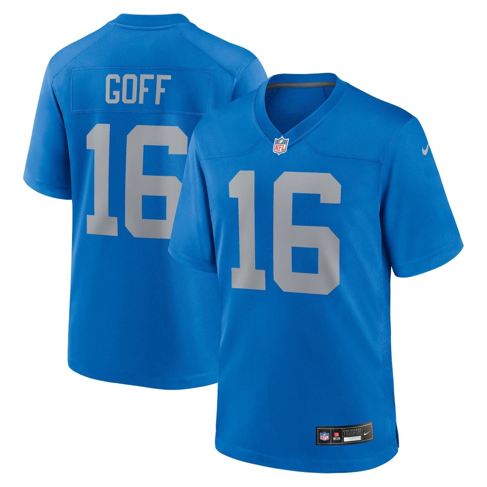 Men's Detroit Lions Jared Goff Number 16 Nike Blue Alternate Game Jersey