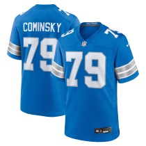 Men's Detroit Lions John Cominsky Number 79 Nike Blue Team Game Jersey