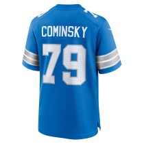 Men's Detroit Lions John Cominsky Number 79 Nike Blue Team Game Jersey