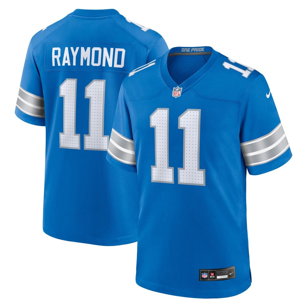 Men's Detroit Lions Kalif Raymond Number 11 Nike Blue Team Game Jersey