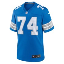 Men's Detroit Lions Kayode Awosika Number 74 Nike Blue Team Game Jersey