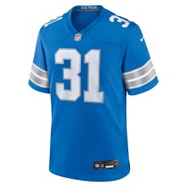 Men's Detroit Lions Kerby Joseph Number 31 Nike Blue Team Game Jersey