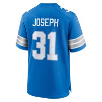 Men's Detroit Lions Kerby Joseph Number 31 Nike Blue Team Game Jersey