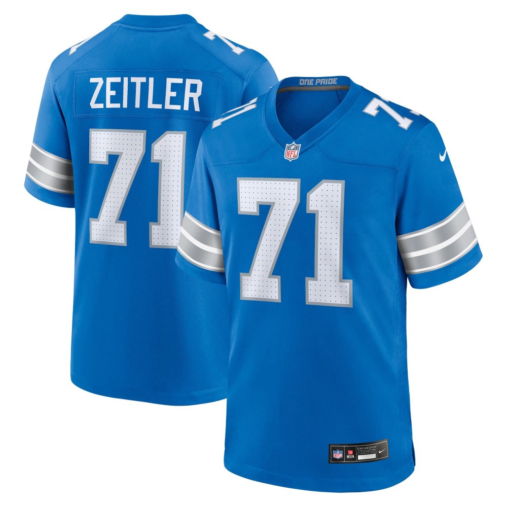 Men's Detroit Lions Kevin Zeitler Number 71 Nike Blue Game Jersey