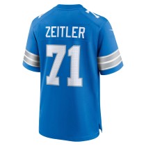 Men's Detroit Lions Kevin Zeitler Number 71 Nike Blue Game Jersey