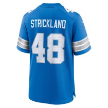 Men's Detroit Lions Loren Strickland Number 48 Nike Blue Game Jersey