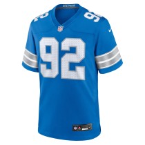 Men's Detroit Lions Marcus Davenport Number 92 Nike Blue Team Game Jersey