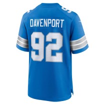 Men's Detroit Lions Marcus Davenport Number 92 Nike Blue Team Game Jersey