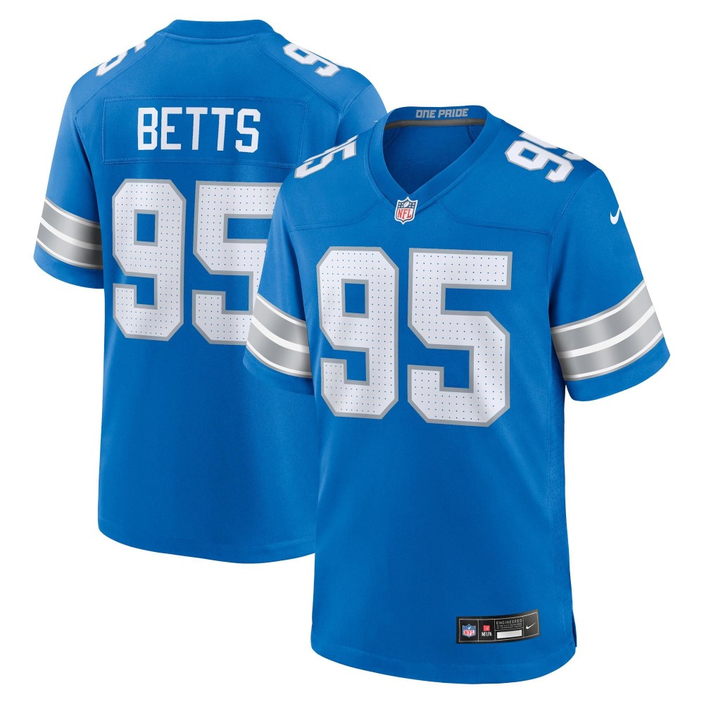 Men's Detroit Lions Mathieu Betts Number 95 Nike Blue Game Jersey