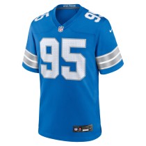 Men's Detroit Lions Mathieu Betts Number 95 Nike Blue Game Jersey