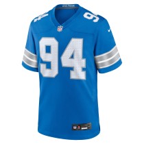 Men's Detroit Lions Mekhi Wingo Number 94 Nike Blue Team Game Jersey