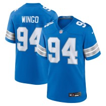 Men's Detroit Lions Mekhi Wingo Number 94 Nike Blue Team Game Jersey